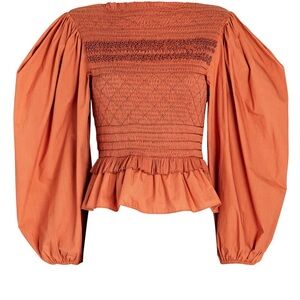 Ulla Johnson Amelia Puff Sleeve Smocked Blouse